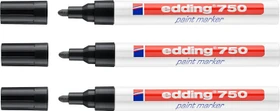 edding 750 Lackmarker schwarz, 3er-Pack