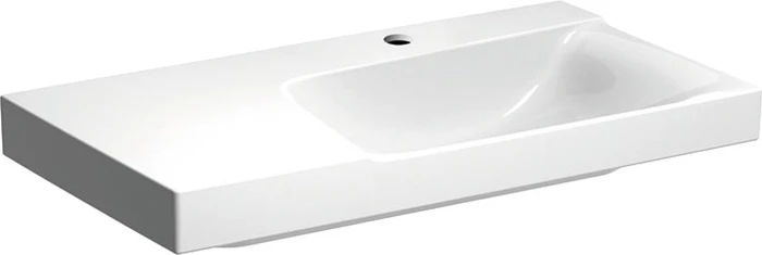 Geberit Xeno² Waschtisch 90x48cm, Hahnloch mittig, ohne Überlauf, Ablagefläche links, weiß/KeraTect