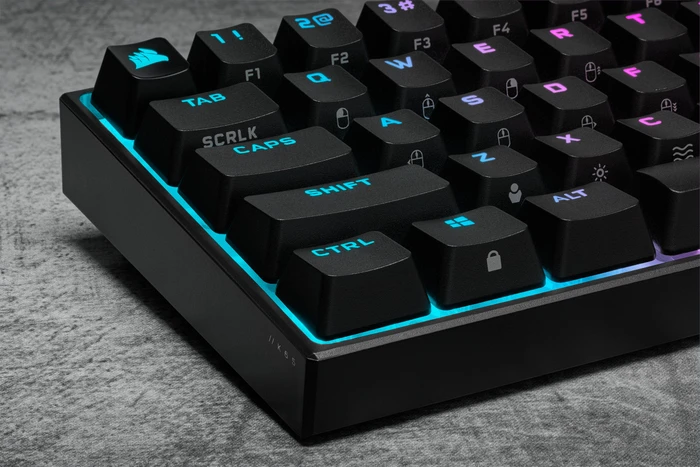 Corsair Gaming K65 RGB Mini, 60%, schwarz, MX SPEED RGB Silver, USB, DE