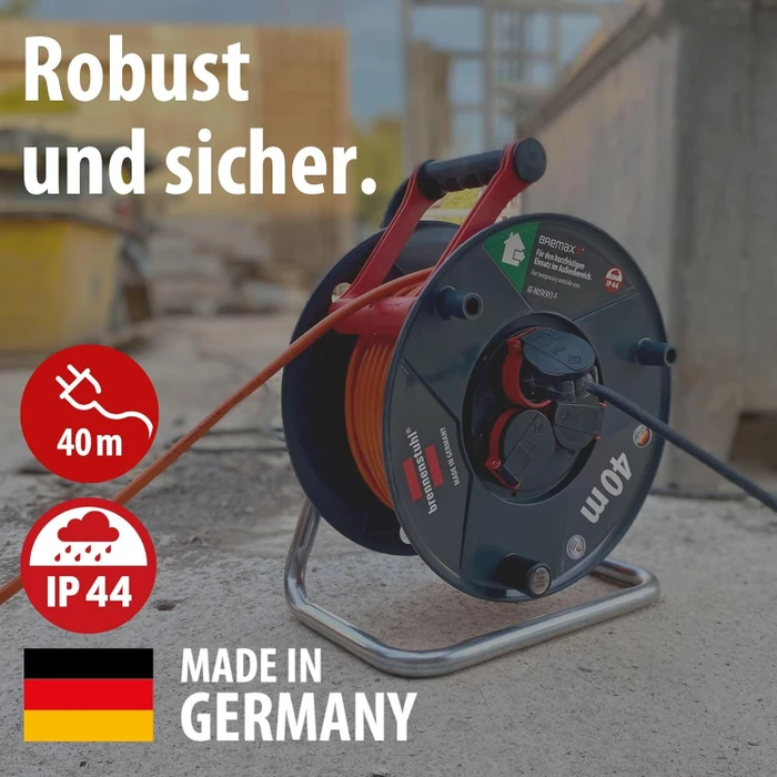 Brennenstuhl Garant V2 Kabeltrommel, Schuko auf 3x Schuko, 40m, IP44, AT-N05V3V3-F 3G1,5