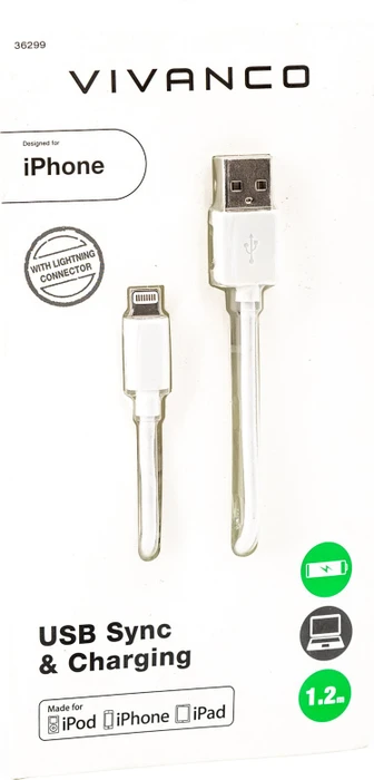 Vivanco Lightning USB Datenkabel mit Lightning Anschluss 1.2m weiß