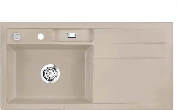 systemceram Bela 100 Einbau Becken links mit Ablauffernbedienung fango