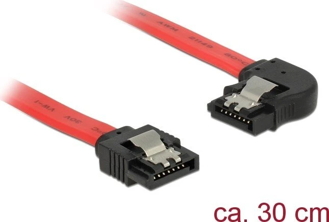 DeLOCK SATA 6Gb/s Kabel rot 0.3m, links gewinkelt