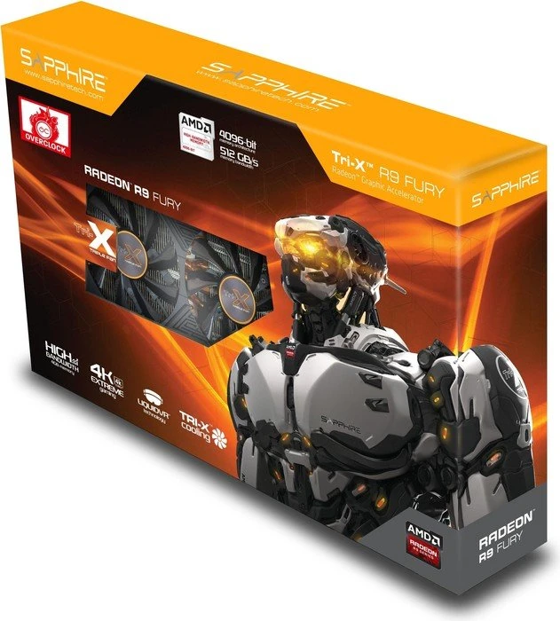Sapphire Radeon R9 Fury Tri-X OC, 4GB HBM, HDMI, 3x DP, full retail