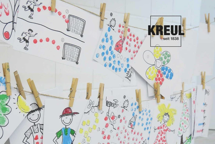 Kreul Mucki Fingerfarbe Farben Spiel Kiste - Wir zählen mit Farben und Fingern, Set 5 Stück 50ml