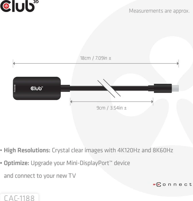Club 3D Mini DisplayPort 1.4 [Stecker} auf HDMI [Buchse]