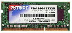 Patriot SO-DIMM 4GB, DDR3-1333, CL9