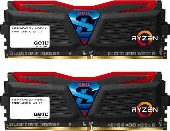GeIL Super Luce AMD Edition schwarz LED rot UDIMM 8GB Kit, DDR4-2400, CL16-16-16-36