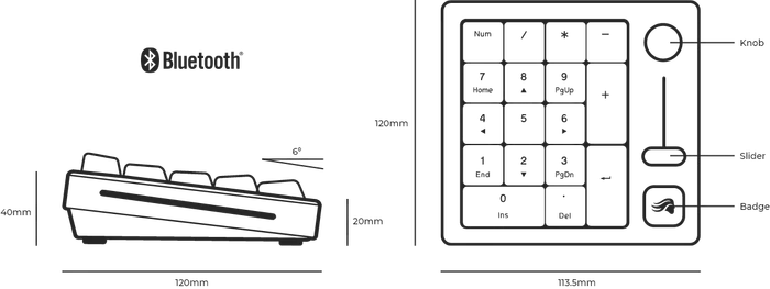 Glorious GMMK Wireless Numpad, schwarz, Glorious Fox Linear, hot-swap, USB-A/Bluetooth