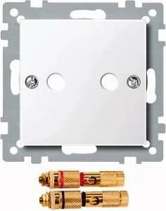 Merten System M Zentralplatte mit High-End Lautsprecher-Steckverbinder, aktivweiß glänzend