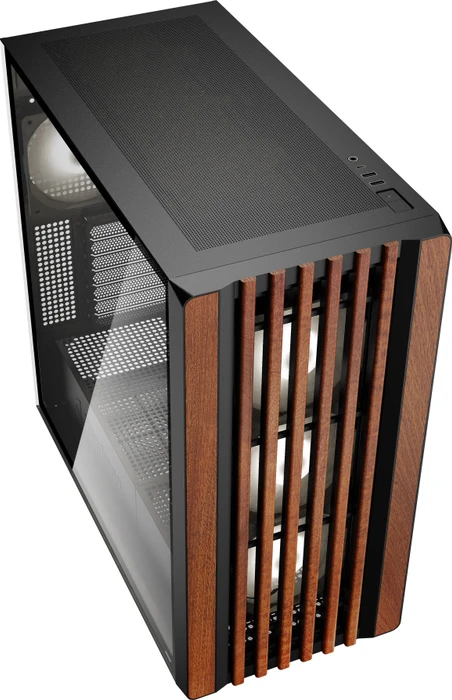 Sharkoon Rebel C70G RGB, schwarz/braun, Glasfenster