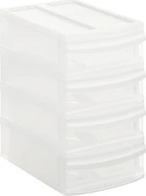 Rotho Tower XS Systemix Schubladenbox, 4 Schubladen, transparent