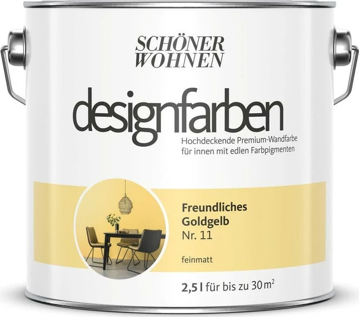 Schöner Wohnen Designfarben innen freundliches goldgelbmatt gelb, 2.5l