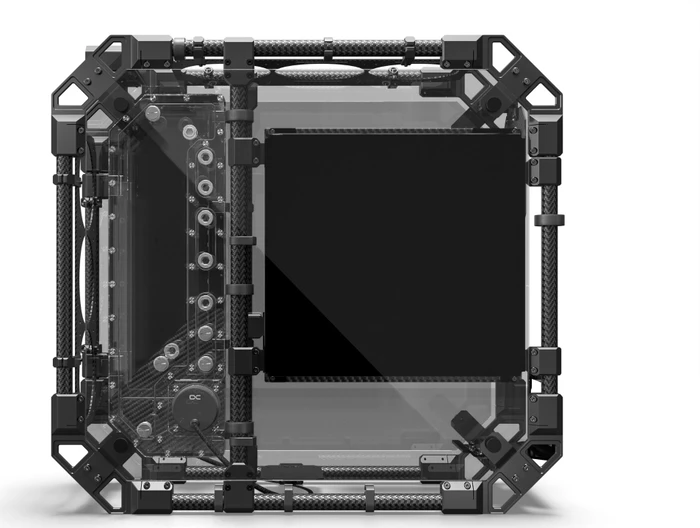 Alphacool Apex Pro Skeleton Carbon, schwarz, Glasfenster