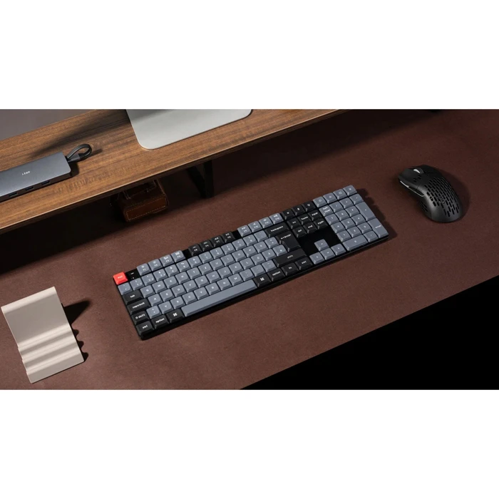 Keychron K5 Pro, PBT, schwarz/blaugrau, LEDs RGB, hot-swap, Gateron LOW PROFILE 2.0 RED, USB/Bluetooth, DE