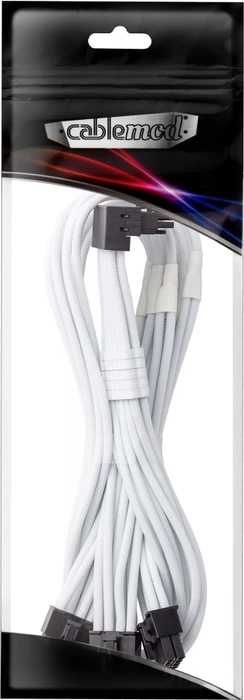 CableMod C-Series Pro, 12VHPWR Kabel, Corsair Type 4, 3x 8-Pin PCIe Stecker auf 16-Pin PCIe 5.0 12VHPWR Stecker, Adapterkabel, 90°, Variante A, weiß, 60cm