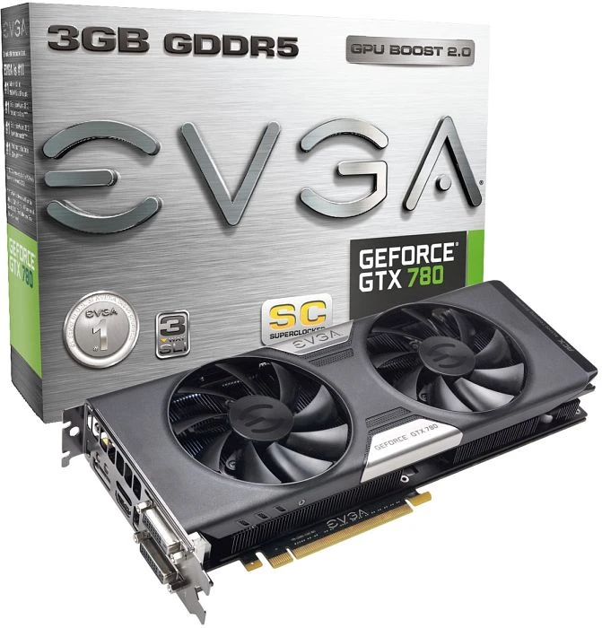 EVGA GeForce GTX 780 Superclocked ACX Cooler, 3GB GDDR5, 2x DVI, HDMI, DP