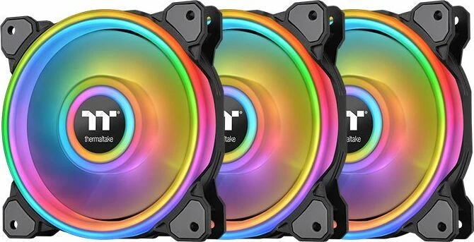 Thermaltake Riing Quad 14 RGB Radiator Fan TT Premium Edition schwarz, LED-Steuerung, 140mm, 3er-Pack