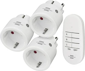 Brennenstuhl Funkschalt-Set Mini 3+1 Comfort-Line, 3er Funksteckdosen-Set mit Fernbedienung