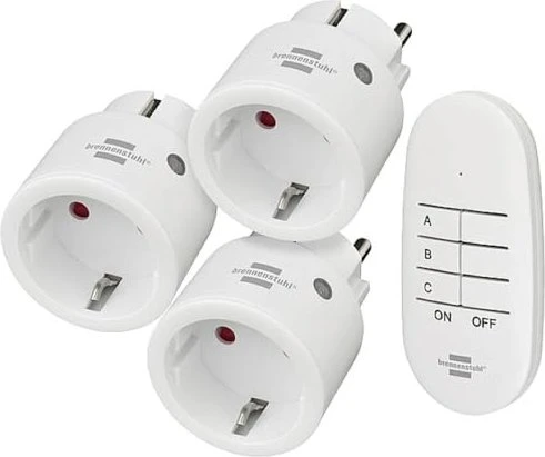 Brennenstuhl Funkschalt-Set Mini 3+1 Comfort-Line, 3er Funksteckdosen-Set mit Fernbedienung