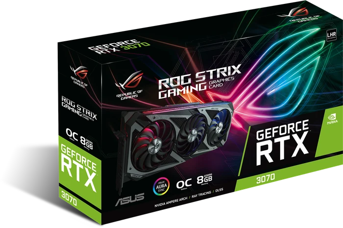 ASUS ROG Strix GeForce RTX 3070 OC V2 (LHR), ROG-STRIX-RTX3070-O8G-V2-GAMING, 8GB GDDR6, 2x HDMI, 3x DP