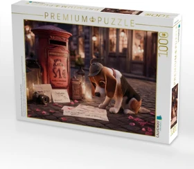 Calvendo Detektivhund auf Spurensuche vor rotem Briefkasten