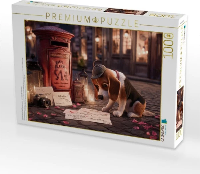 Calvendo Detektivhund auf Spurensuche vor rotem Briefkasten