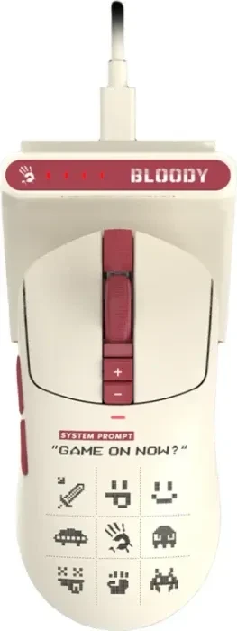 A4Tech Bloody R72 Ultra Duo Wireless Gaming Mouse mit Ladestation, Pixels Red, USB