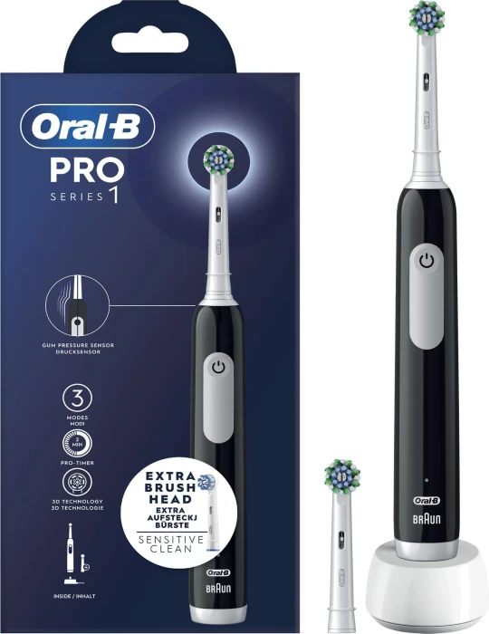 Oral-B PRO Series 1 schwarz + 2 Aufsteckbürsten