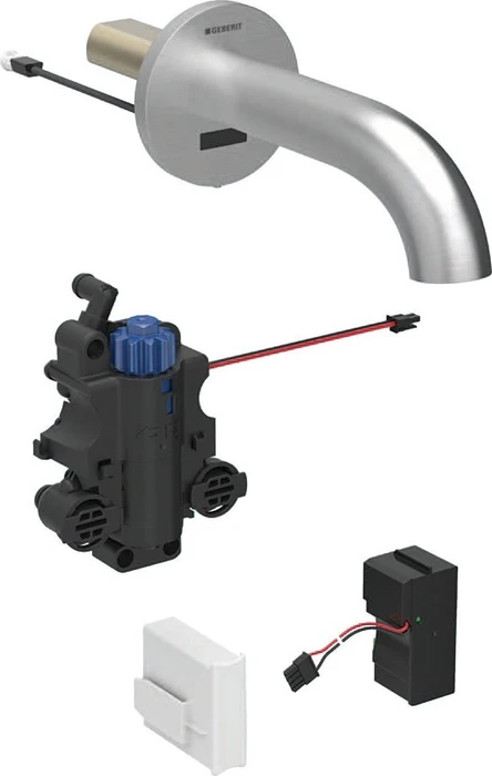 Geberit Piave Waschtischarmatur mit Netzbetrieb und Thermostatmischer 22cm für UP-Funktionsbox edelstahloptik gebürstet easy-to-clean-beschichtet