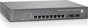 LevelOne GEP Desktop Gigabit Switch, 8x RJ-45, 2x SFP, 140W PoE+ (GEP-1020 / 570765)