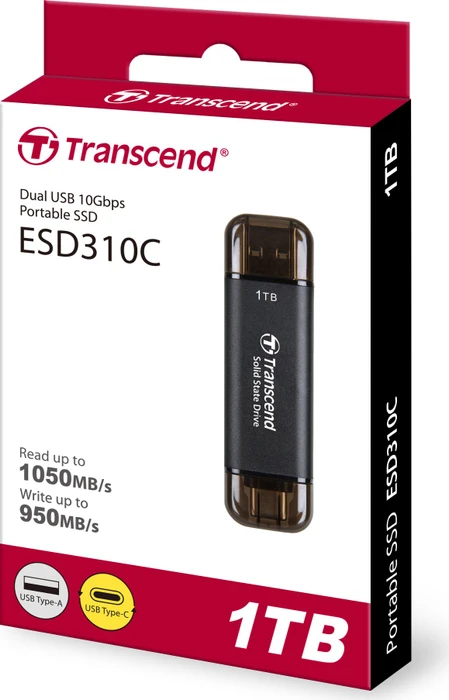 Transcend ESD310C 1TB Black, USB-A + USB-C, USB 3.2 Gen 2×1