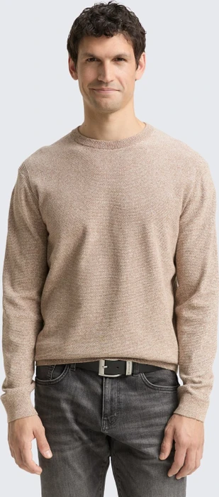 Tom Tailor Bio-Baumwolle Strickpullover brown offwhite twotone (Herren)