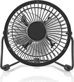 Nedis FNDK1BK10 USB Mini Tischventilator aus Metall 10cm schwarz