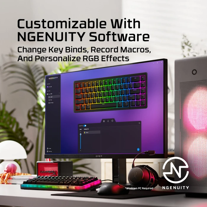 HP HyperX Origins 2 Pro 65, transparent/schwarz, LEDs RGB, HyperX RED, USB, US