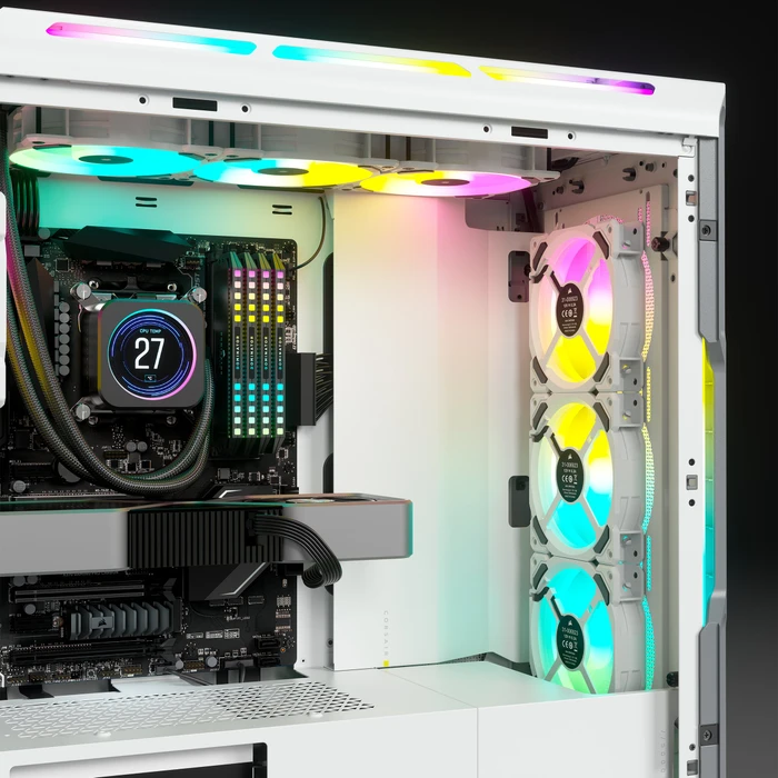 Corsair iCue 5000T RGB TG, weiß, Glasfenster