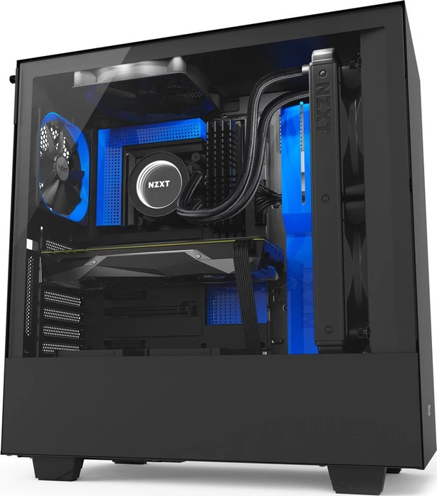 NZXT H500i schwarz/blau, Glasfenster