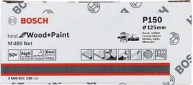Bosch Professional M480 Best for Wood and Paint Gewebeschleifblatt K150, 125mm, 50 Stück