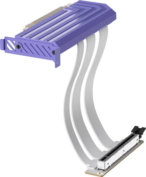 Hyte Hyper Riser Kabel, gewinkelt, PCIe 5.0, 200mm, violett/weiß
