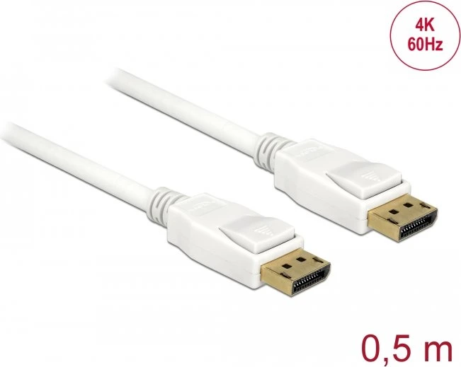 DeLOCK DisplayPort 1.2 Kabel 4K 60Hz weiß, 0.5m