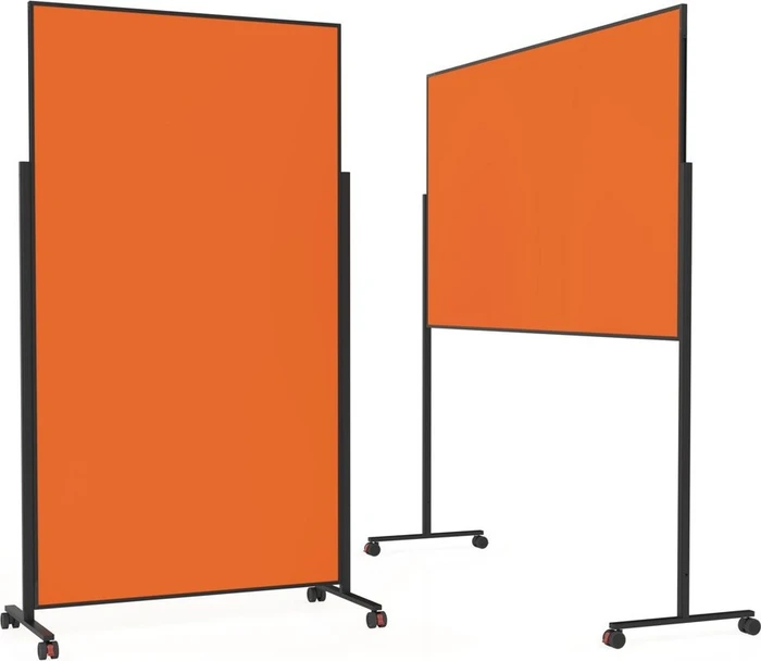Magnetoplan Moderationstafel VarioPin, mobile Pinnwand mit orangen Filz, schwarz/orange, 100x180cm (1181244)