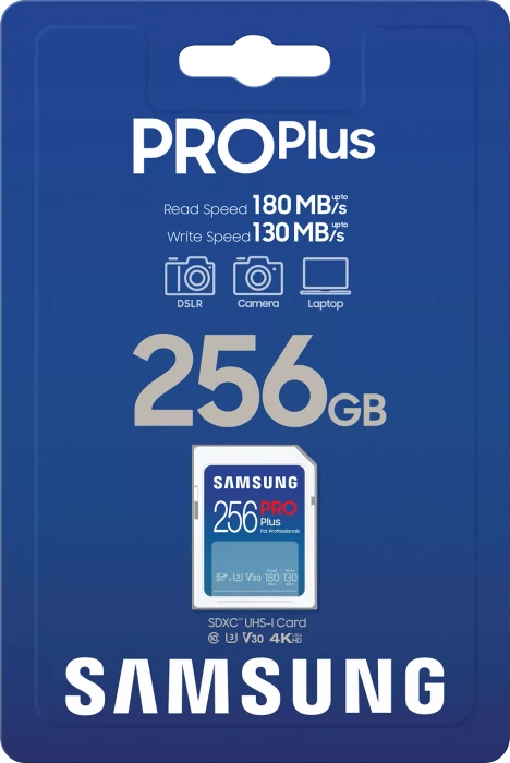 Samsung PRO Plus for Professionals R180/W130 256GB, UHS-I U3, Class 10