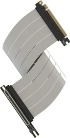 LinkUP AVA5 v4 ITX Armour Riser Kabel, rechts gerichtet, gewinkelt, PCIe 5.0, 400mm, weiß