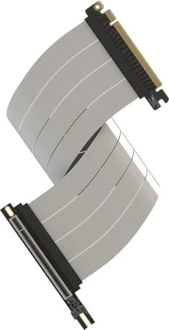 LinkUP AVA5 v4 ITX Armour Riser Kabel, rechts gerichtet, gewinkelt, PCIe 5.0, 400mm, weiß