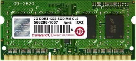 Transcend JetRam SO-DIMM 2GB, DDR3-1333, CL9, 1RX8
