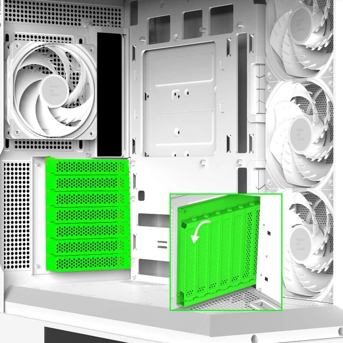 Zalman P40 DS White, weiß, Glasfenster