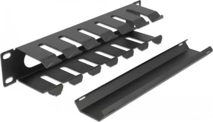 DeLOCK 10" Kabelrangierpanel, mit Öffnung, schwarz, 1HE
