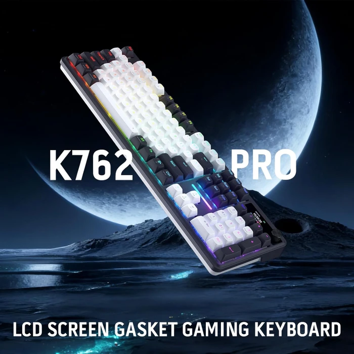 Redragon Terraflare K762 Pro Wireless, White & Blue, LEDs RGB, Mint Mambo, USB/Bluetooth, US