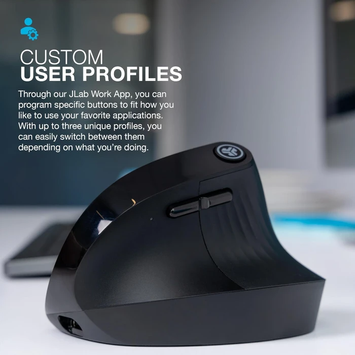 JLab JBuds Ergonomic Wireless Vertical Mouse, schwarz, USB/Bluetooth