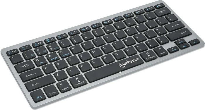 Manhattan Ultra Slim Dual-Mode Wireless Keyboard, schwarz/silber, USB/Bluetooth, DE